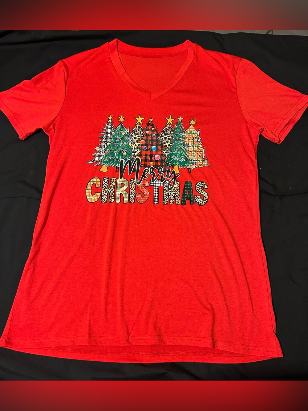Source Unknown Red 'Merry Christmas' Short Sleeve Tee